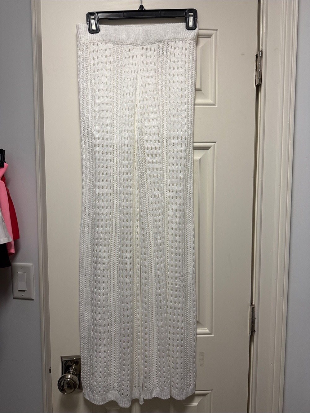 White Crochet Knit pants